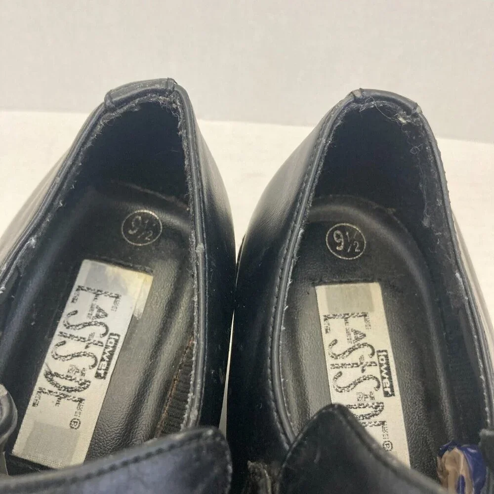 Vintage Chunky Heels Buckle Shoes Loafers Womens 9.5 Goth Punk Grunge Black‎ - Picture 11 of 16